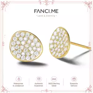Bông tai đinh tán vàng cánh hoa màu trắng FANCIME