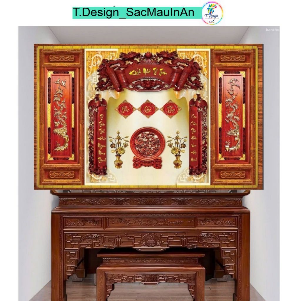 Decal Dán Phòng Thờ - Cuốn Thư Câu Đối - Trang Trí Bàn Thờ Gia Tiên Đẹp, Ý Nghĩa