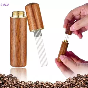 Máy khuấy cà phê SAIA Espresso, Máy trộn bột cà phê tay cầm bằng gỗ Mini, Phụ kiện bột vải bằng thép không gỉ chuyên nghiệp Kim Barista