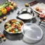 Khay dã ngoại WANYEDI, Đa chức năng có nắp Khay chuẩn bị bữa ăn, Hộp đựng thực phẩm hình tròn bằng thép không gỉ Dụng cụ nhà bếp