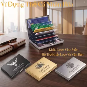 Hộp đựng thẻ cá nhân có khắc Laser miễn phí – Văn bản & Logo tùy chỉnh, Vỏ thép không gỉ 304 cao cấp
