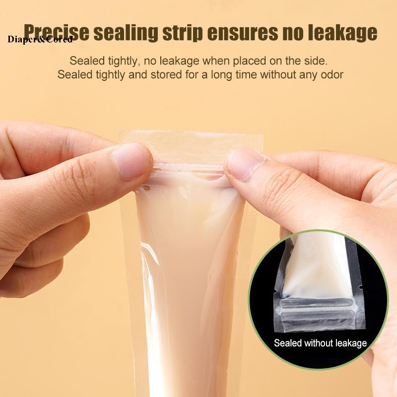 Túi khuôn kem đá DIAPER&CORED 50/100 cái, túi làm đông lớn, túi kem popsicle kín, DIY nước ép, sữa chua, smoothie kèm phễu, dụng cụ làm kem YTH