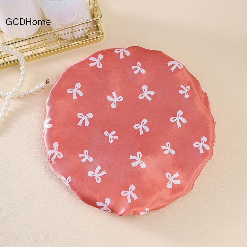 GCDHome Mũ tắm chống nước hai lớp Chống bẩn Nhà bếp Vỏ tóc Phòng tắm Mũ tắm Co giãn HOT