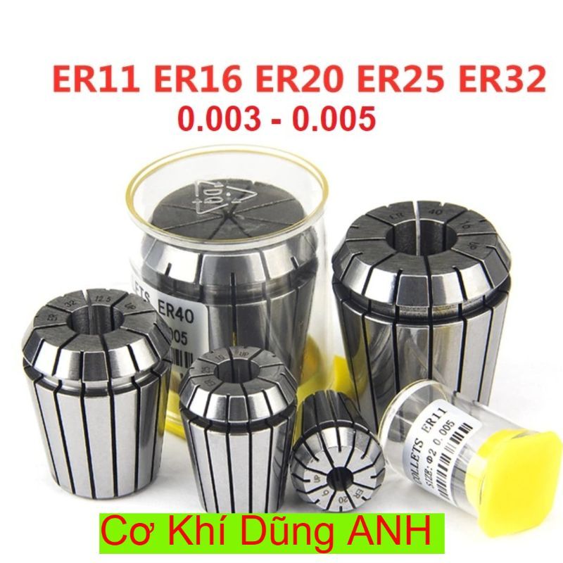Collet ER32 Dung sai 0.003 - 0.005hàng Đài Loan dùng kẹp dao phay phù hợp gia công độ chính xác cao.