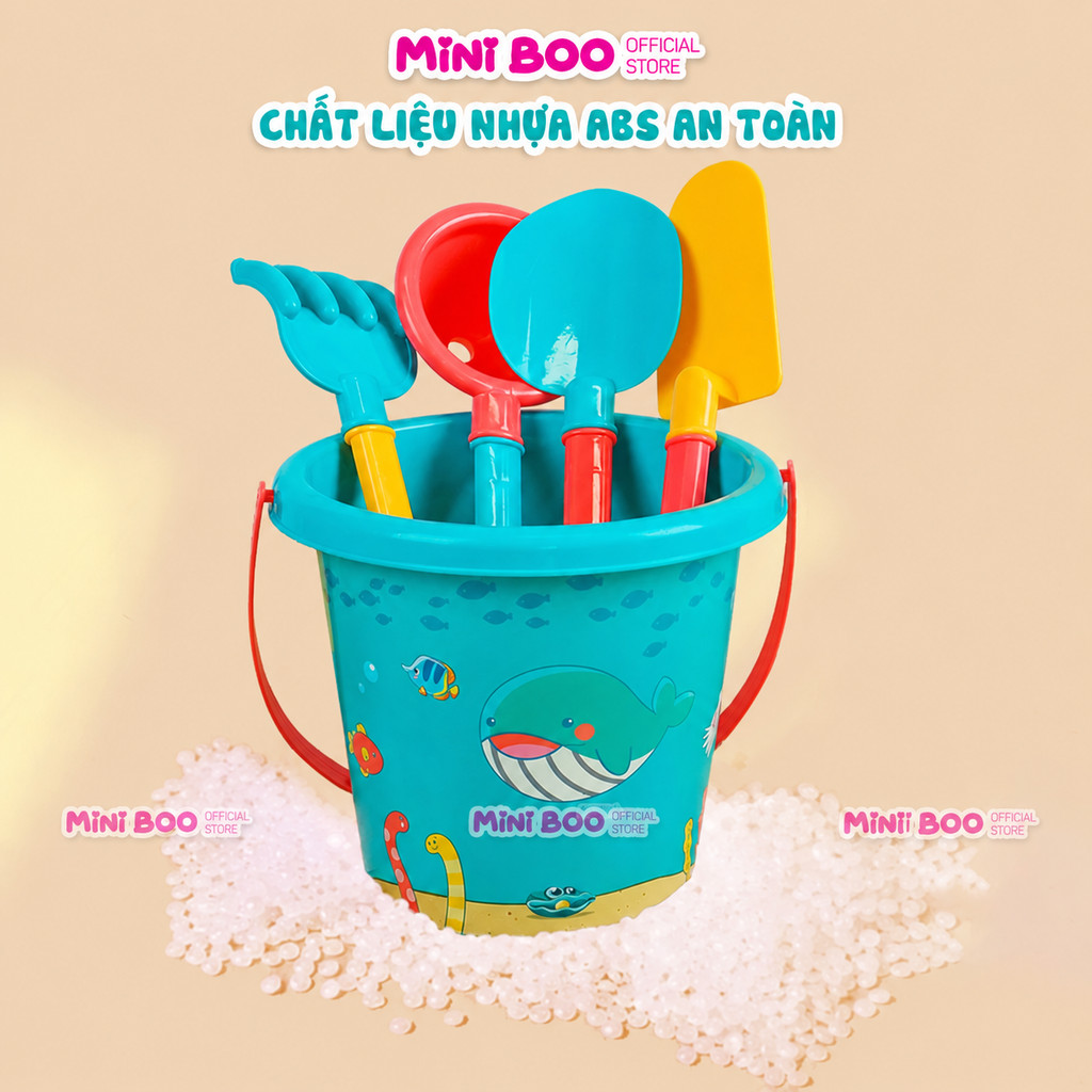 Bộ đồ chơi xúc cát đi biển Little Boo – Nhiều chi tiết kèm xô, xẻng, khuôn đúc cho bé trai, bé gái