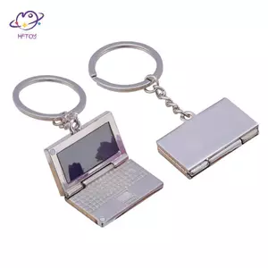 HFTOY Sáng Tạo Kim Loại Mô Phỏng Notebookputer Móc Chìa Khóa Túi Ô Tô Móc Khóa ~