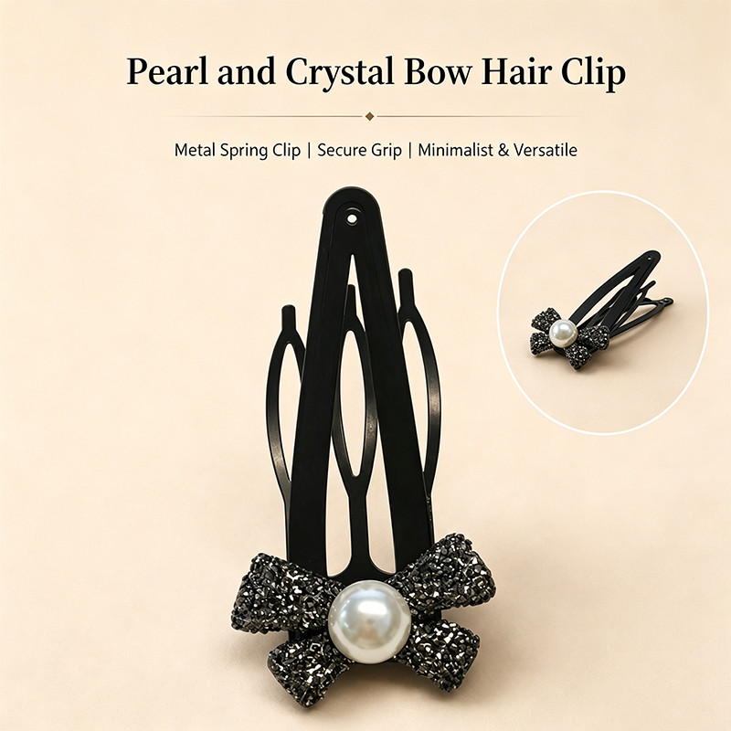 Kẹp Tóc Kim Cương Giả & Ngọc Trai Lấp Lánh Thanh Lịch, Chống Trượt An Toàn Giữ Bên Barrette Cho Nữ Kiểu Tóc Hàng Ngày & Tiệc
