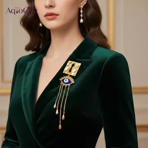 AqToCna Vintage Mắt To Huy Hiệu Cosplay Mắt Quỷ Thổ Cẩm Sang Trọng Pin Dự Tiệc Trang Phục Phụ Kiện Huy Hiệu Bộ Sưu Tập Quà Tặng AqToCna