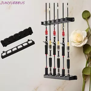 Giá đỡ cần câu JUNYUE88US, Giá đỡ cần câu dọc / ngang 6 lỗ, Phụ kiện câu cá Tiết kiệm không gian Giá treo tường đa năng Giá để đồ câu cá nam