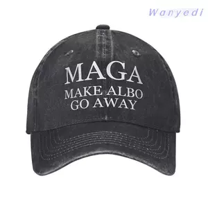 Mũ bóng chày WANYEDI, Mũ chống nắng Denim đau khổ có thể điều chỉnh, MAGA thông thường Làm cho Albo Go Away Tấm che cổ điển thoáng khí ngoài trời