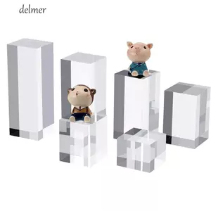Đế nâng trưng bày trang sức DELMER, K9 Crystal Solid Acrylic Cube Display Block, nhiều kích thước được đánh bóng độ dày thủ công có thể tái sử dụng Nước hoa bệt