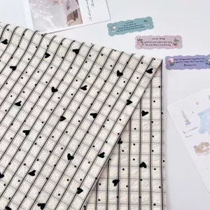 Phong Cách Retro Sọc Nâu Trái Tim In Hình Kẻ Sọc Vải Thời Trang Hàn Quốc Cao Cấp Quần Áo Khăn Trải Bàn Rèm Vải Handmade 6.4