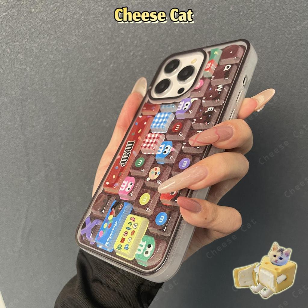 Ốp Điện Thoại Bàn Phím 3D Chocolate Bean Cho iPhone 15 13 14 11 12 16 17 Pro Max Giảm Căng Thẳng Vỏ Điện Thoại