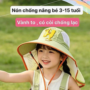 Nón Chống Nắng Cho Bé, Rộng Vành Kèm Còi Bảo Hộ Từ 3-12 Tuổi- Loại đẹp