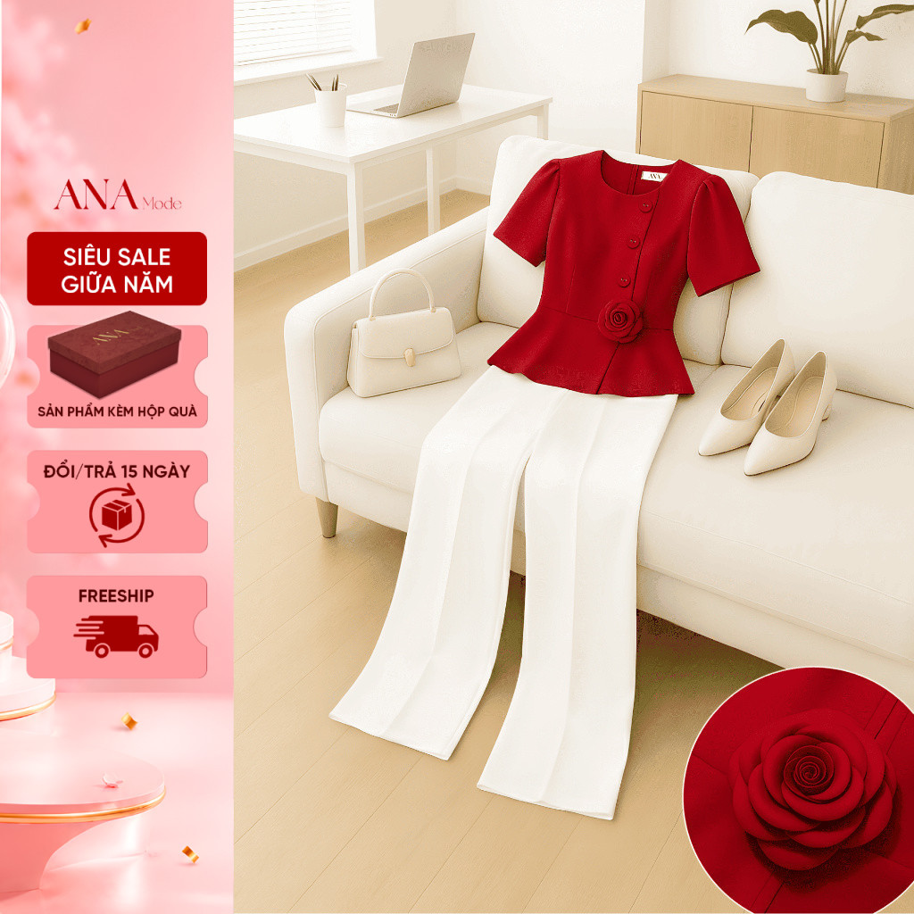Set Quà Tặng Mẹ Ý Nghĩa Thương Hiệu ANA Mode (Áo CHD17 + Quần CHG25 kèm hộp quà)