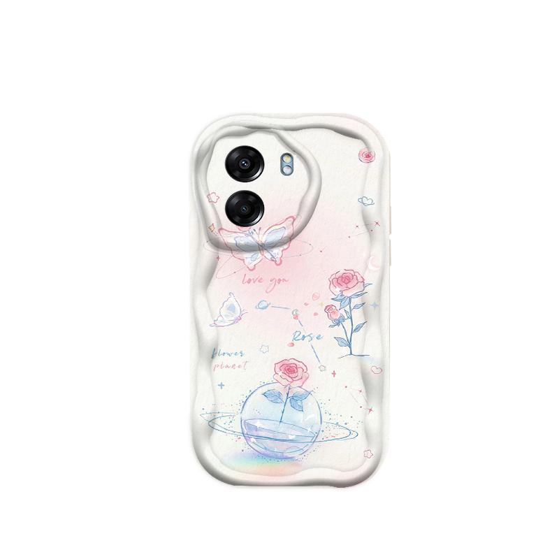 Thích hợp cho OPPO A5X A6 Pro A6X 4G 5G 3D Thẩm Mỹ TPU Mềm Hoa Tím Hoa Hồng Tulip Ins Phong Cách Chống Sốc Ốp Điện Thoại