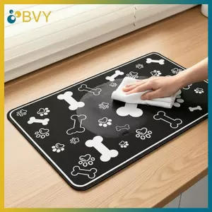 Thảm lót thú cưng bằng bùn siêu thấm BVY cho bát thức ăn và nước Thảm ăn chống trượt chống thấm nước cho sàn nhà.