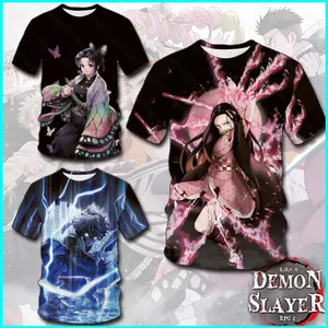 SY3 Anime Áo Thun Demon Slayer Top Tay Ngắn Unisex Graphic Kimetsu No Yaiba Hoạt Hình Thời Trang Áo Thun YS3