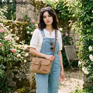 Women's Vintage PU Leather Straw Bag – for the Beach
