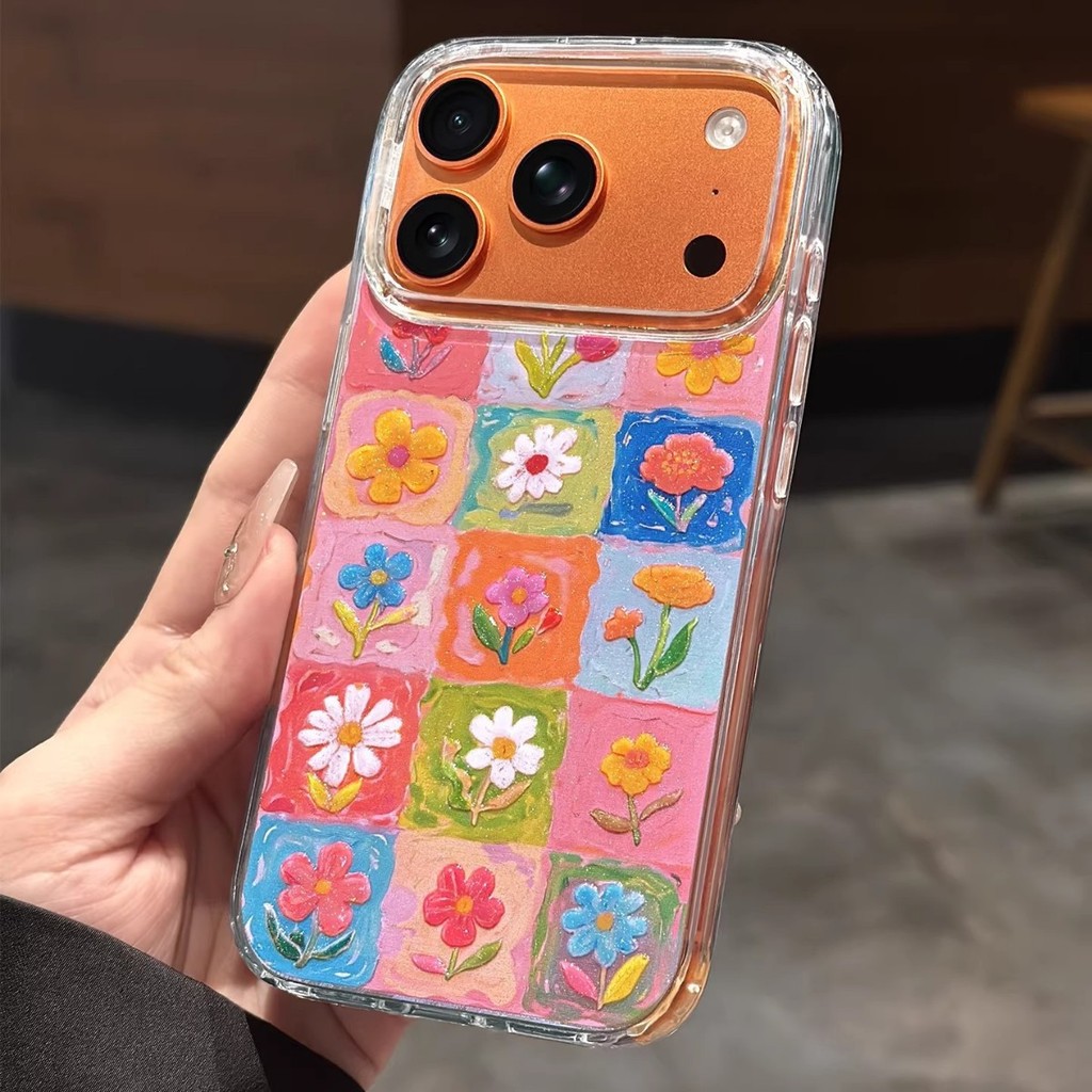 Ốp Điện Thoại Hoa Nổi Ba Chiều Thích Hợp Cho iPhone16promax Spring 14 Apple 17 Long Lanh 15 / 13 Bộ