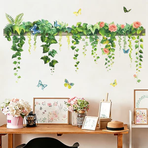 Mới Cây Nho Xanh Cây Bướm Dán Tường Tự Dính Phòng Ngủ Phòng Khách Nền Trang Trí Dán Tươi