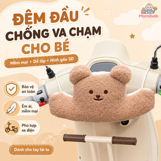Đệm đầu chống va chạm trẻ bảo vệ an toàn mềm mại hình gấu 3D tiện lắp đặt an tâm cha mẹ xe điện
