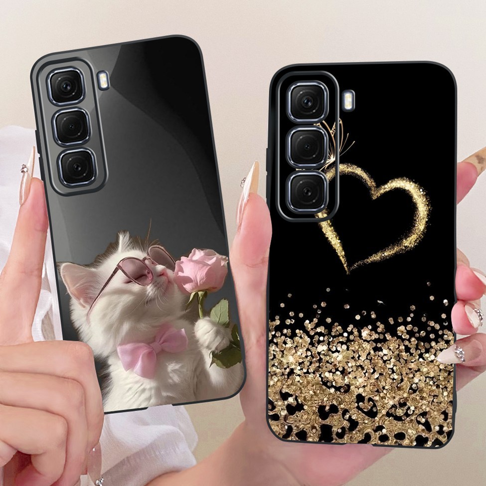 Dành Cho Infinix Hot50 4G X6882 X6882B Vỏ Cho Infinix Hot 50 4G Ốp Lưng Silicon Mèo Dễ Thương Hoa Sang Trọng Sơn Thoáng Mát Mềm Funda
