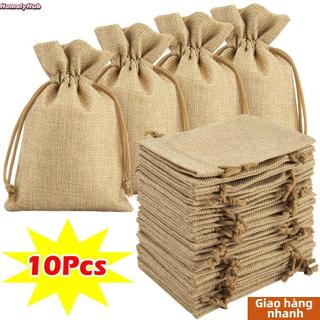[Vận chuyển nhanh] Túi lưu trữ HOMELYHUB 10 chiếc, Túi quà tặng bố sức chứa lớn có dây rút, Túi vải lanh chống bụi