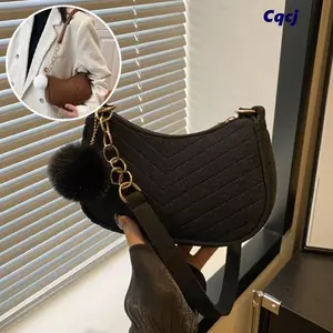 Túi xách nách CQCJ, Túi đeo vai nữ nỉ vuông nhỏ, Thiết kế thời trang Mini với Pom Poms Ví vuông nhỏ Quà tặng