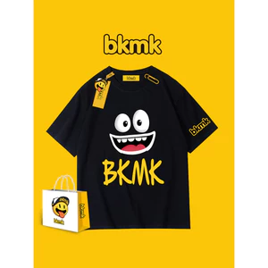 Bkmk hợp thời trang mùa hè mặt cười in hình áo thun nam ngắn tay côn đồ phong cách đẹp trai cỡ lớn hàng đầu mới phổ biến rộng 0609
