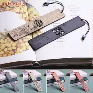 Kẹp Sách AFTEROF, Mận Gỗ / Hoa Lan / Tre / Hoa Cúc Vintage Bookmark, Phong Cách Retro Văn Phòng Phẩm Bút Đánh Dấu Trang