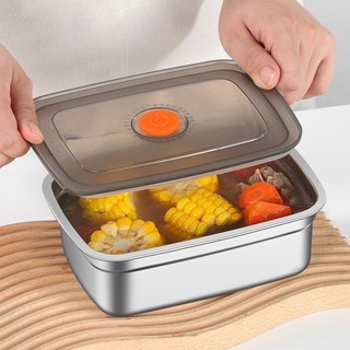 Hộp Đựng Thực Phẩm Inox Có Nắp Đậy JYoohome Khay Đựng Đồ Ăn Để Tủ Lạnh Ngăn Mùi Bảo Quản Rau Củ Thịt