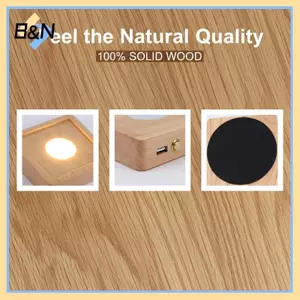 Giá đỡ đèn bằng gỗ LED B & N Đèn ngủ có thể sạc lại hình vuông Bảo vệ mắt Bàn làm việc Phòng ngủ Chiếu sáng bầu không khí.