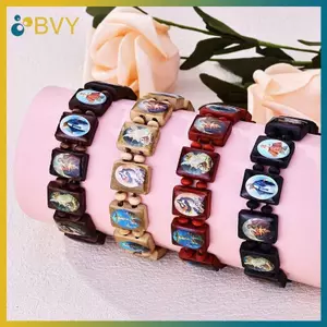 Vòng tay Mân Côi bằng gỗ BVY - Biểu tượng tôn giáo thanh lịch, Hoàn thiện dầu nhỏ giọt, Trang sức cầu nguyện đính cườm tâm linh để mặc trang phục sùng kính.