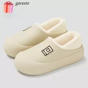 Dép mùa đông ấm cúng GAVESTO, Dép nữ thiết kế gót chân EVA chống thấm nước, Giày đế dày đế dày chống trượt cao cấp trong nhà