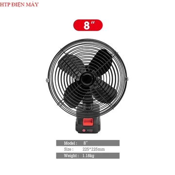 Quạt Pin Tích Điện MAKITA, Quạt Chạy Pin Tích Điện 8 Inch Để Bàn , Làm Mát Cực Nhanh, (quạt đen ), HTP ĐIỆN MÁY