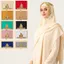 Khăn Hijab voan BRBRAA, Khăn choàng voan lụa thêu hạt vàng, Khăn choàng voan thời trang 170 × 70cm Sequin quấn khăn trùm đầu dài cho nữ