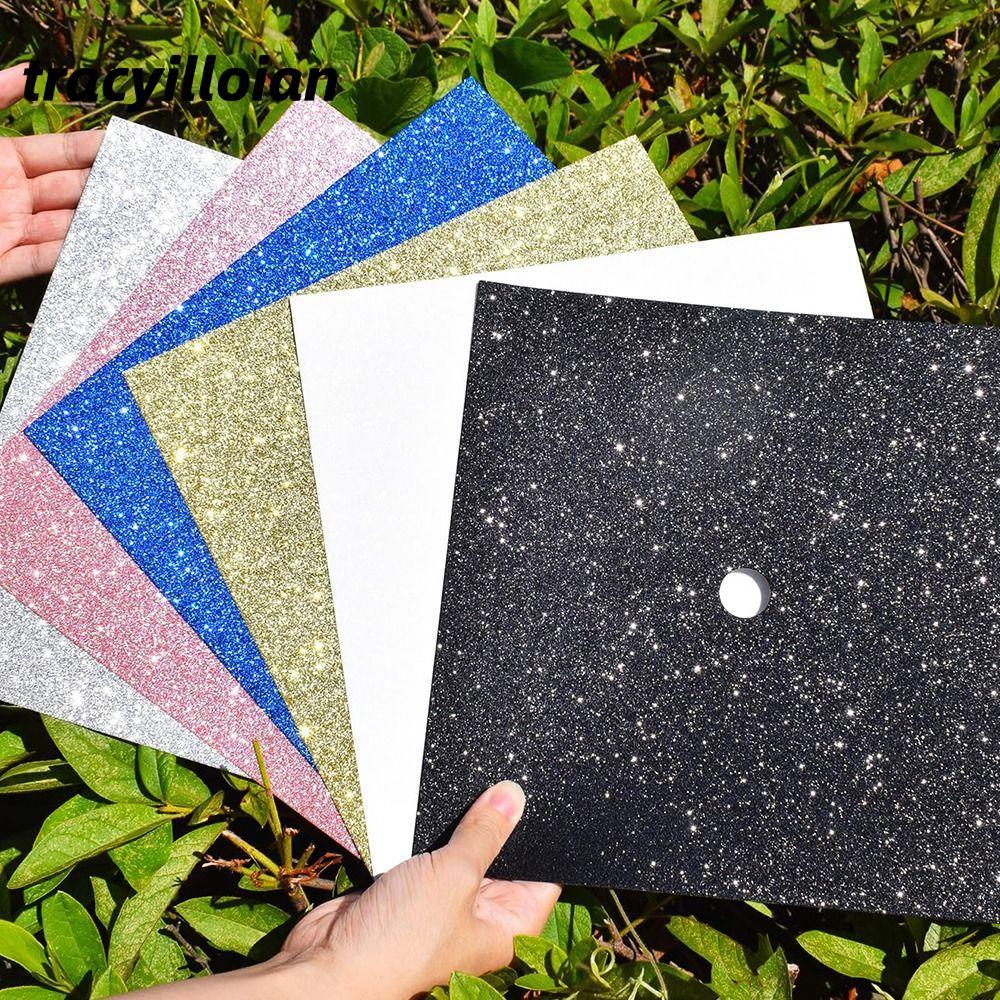 TRACEILLOIAN EVA Sticker, Mũ tốt nghiệp đại học Topper Mũ tốt nghiệp Nhãn dán trang trí, Lễ tốt nghiệp mùa lễ tốt nghiệp DIY Mũ tốt nghiệp lấp lánh