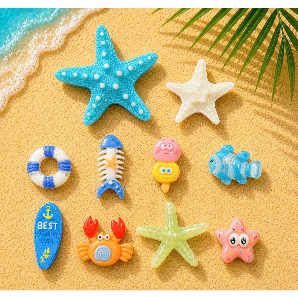 [ĐỘC QUYỀN]  Set Charm Biển Xanh Mùa Hè 🏖️⭐🐠 Set Sao Biển gắn dép siêu dễ thương