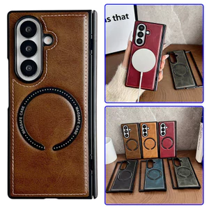 Ốp Điện Thoại Da Thuần Chay Sang Trọng Retro Trơn Cho Samsung Galaxy Z Fold 7 Z Fold 6 Z Fold 5 Z Fold 4 Z Fold 3 Ốp Lưng Chống Sốc