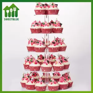 SWEET 3 / 4 / 5 Tầng Acrylic Tròn Cupcake Đứng Rõ Ràng Sinh Nhật Cupcake Đứng Món Tráng Miệng Hiển Thị Cho Đám Cưới Sinh Nhật Tiệc Giáng Sinh n