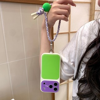 Bảo Vệ Ống Kính Màu Sắc Tương Phản Acrylic Nylon Wrsit Dây Đeo Ốp Lưng Điện Thoại iPhone 17Promax 17Pro 13 14 15 16 Pro Max Khung Da Mềm Chống Sốc Nữ Vỏ Di Động
