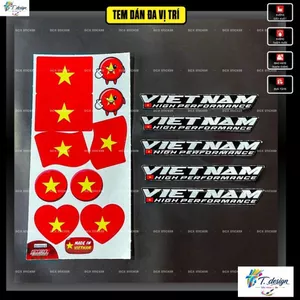 VIỆT NAM High Performance Tem Dán Trang Trí Xe Máy-Chất Liệu Decal PVC 3 Lớp,Không Thấm Nước,Không Phai Màu-Nhãn Dán