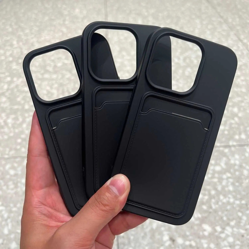Ốp điện thoại nhỏ gọn có hộp đựng thẻ silicon tích hợp, bảo vệ toàn diện, màu trơn, tương thích với iPhone 17, 16 Plus, 15, 14, 13, 12, 11 Pro Max, bảo vệ màn hình chống sốc.