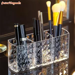 Hộp lưu trữ cọ trang điểm FAVORITEGOODS, 3 lưới đựng mỹ phẩm, Bàn chải lông mi bền Acrylic đa năng Bàn sắp xếp