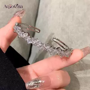 AqToCna Gypsophila Mở Full Kim Cương Lấp Lánh Vòng Tay Dành Cho Người Phụ Nữ Dự Tiệc Phụ Kiện Trang Sức Quà Tặng AqToCna