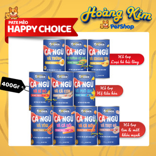 Pate Cho Mèo HAPPY CHOICE Lon 400g - 100% Thịt Thật, Hỗ Trợ Tiêu Hóa & Đào Thải Búi Lông