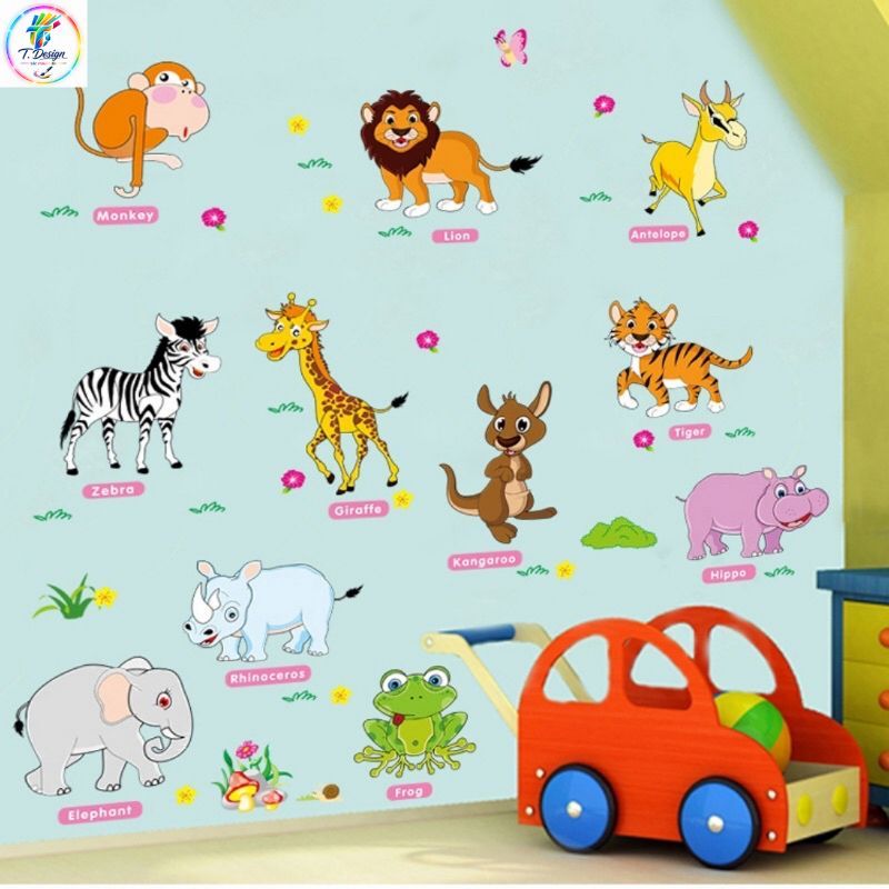 Decal vườn thú tiếng Anh cao cấp cho bé, an toàn và chất lượng.