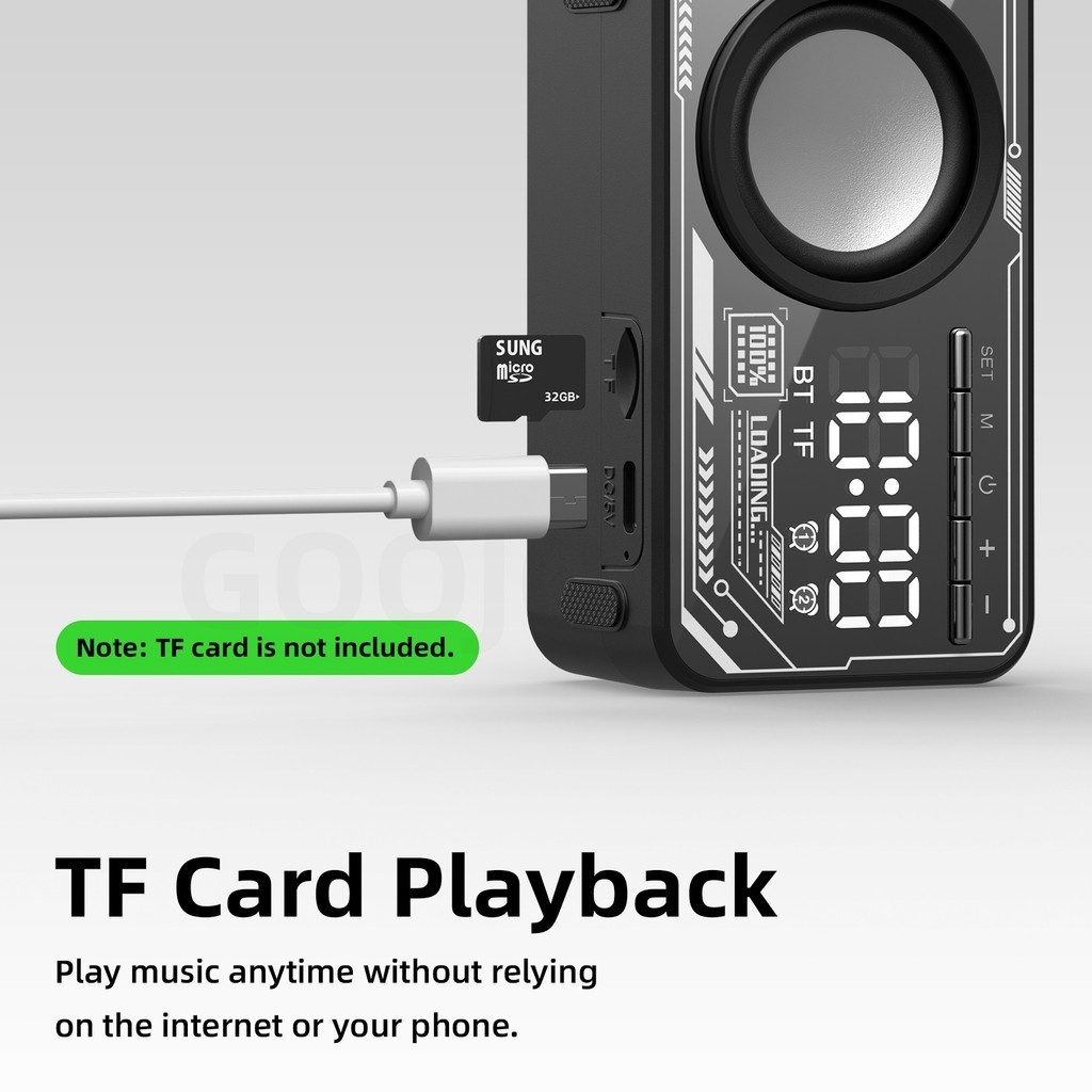 Đồng hồ báo thức GOOJODOQ Loa Bluetooth Màn hình rõ ràng & Báo động kép Phát lại linh hoạt âm thanh nổiTWS | BigBuy360 - bigbuy360.vn