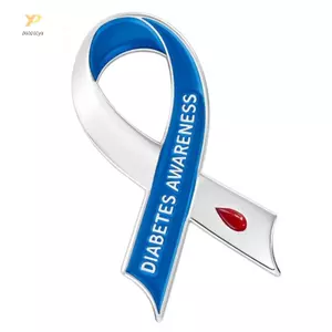 PPY Sang Trọng Xanh Trắng Ruy Băng Nhận Thức Thổ Cẩm Pin Hỗ Trợ Sức Khỏe Thổ Cẩm Hợp Kim Đa Năng Để Tặng